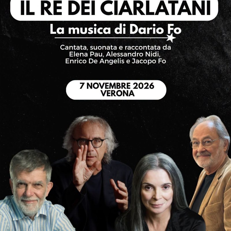 7 novembre 2026, Verona – IL RE DEI CIARLATANI: Le canzoni di Dario&nbsp;Fo